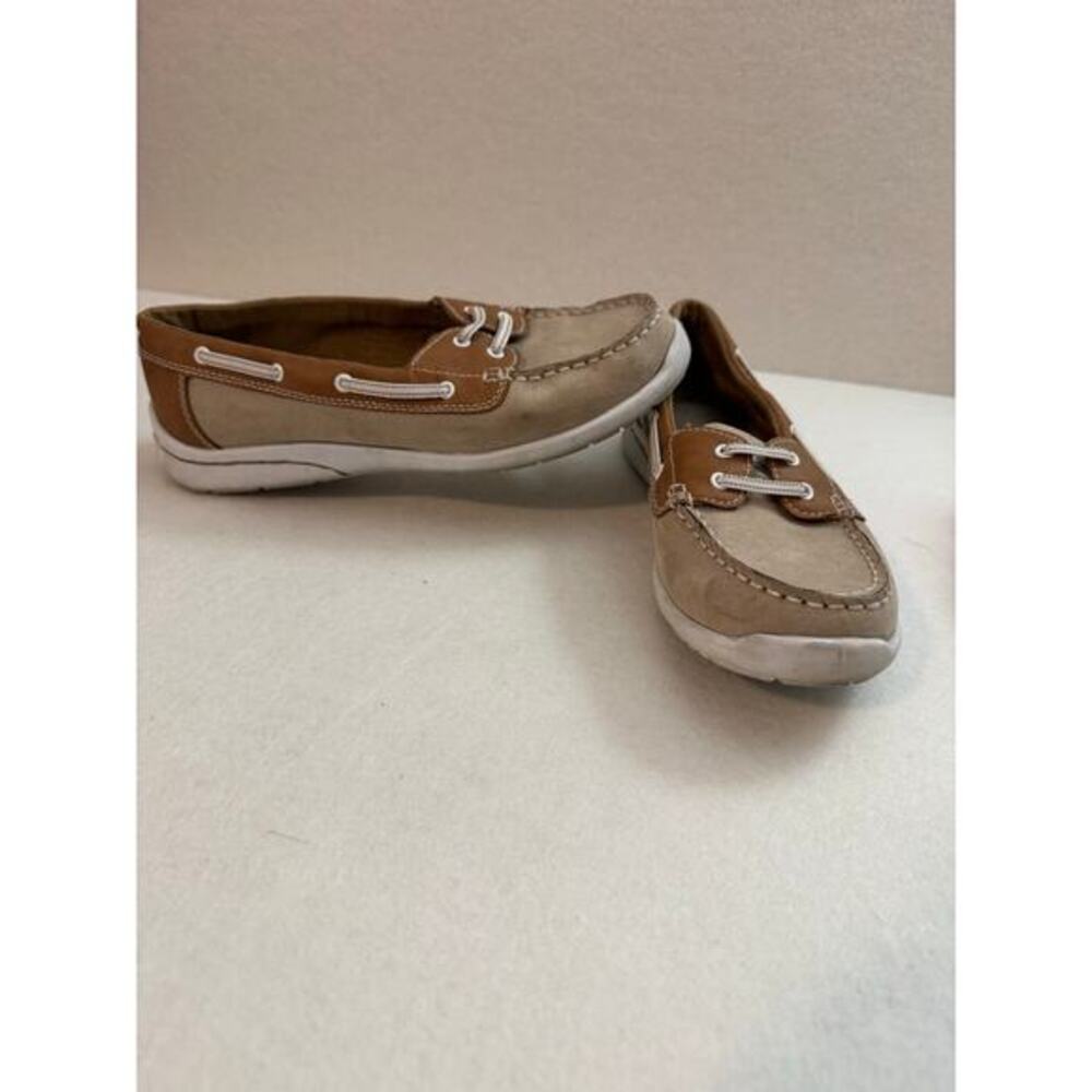 Bass Women's Leather Boat Shoes Tan Brown 8.5 Wide
